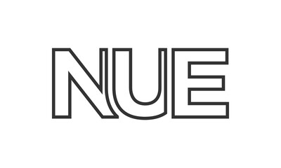 NUE logo design template with strong and modern bold text. Initial based vector logotype featuring simple and minimal typography. Trendy company identity.