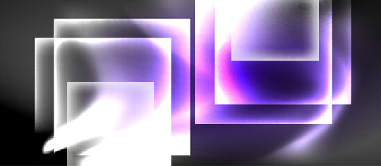 Fototapeta premium Dark neon colors with glass square shapes