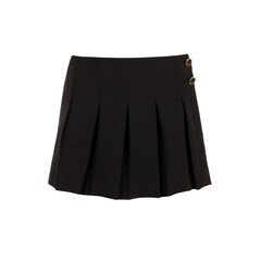 Black short skirt with gold buttons isolated on white background