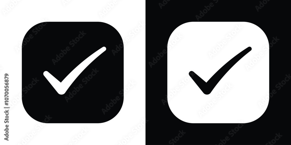 Poster checkmark simple square icon set