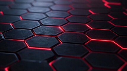 Fototapeta premium Modern Dark hexagonal with red lines background