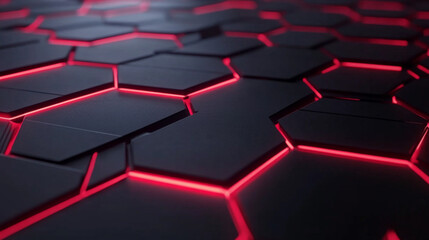 Fototapeta premium Modern Dark hexagonal with red lines background