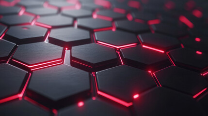 Fototapeta premium Modern Dark hexagonal with red lines background