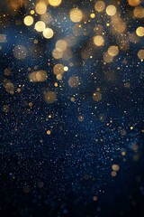 Gold and dark blue fireworks and bokeh in new year eve and copy space. abstract background holiday.
