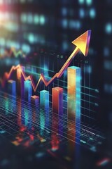 Global business growth analysis and asset investment chart business and finance up arrow holographic economic chart global economic trend analysis financial graph analysis on virtual screen.
