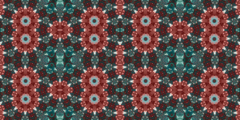 Seamless kaleidoscope pattern. The texture of the woven pattern. Endless pattern