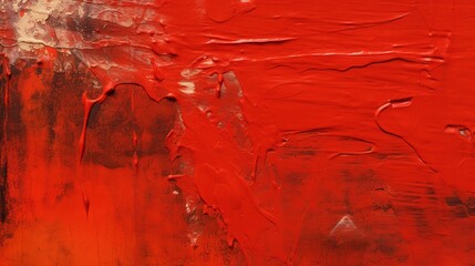 Vibrant Red Abstract Painting with Texture
