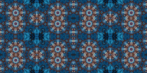 Seamless kaleidoscope pattern. The texture of the woven pattern. Endless pattern