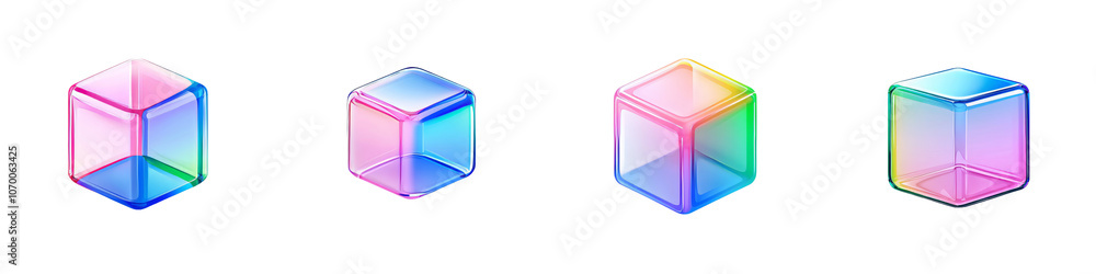 Poster a 3d solid cube icon with gradient colors, ideal for demonstrating stability and structure. it is is