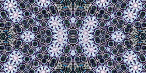Seamless kaleidoscope pattern. The texture of the woven pattern. Endless pattern