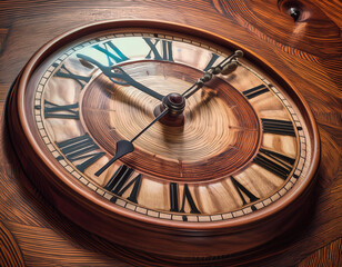 Naklejka premium Close-Up Illustration of a Wooden Clock