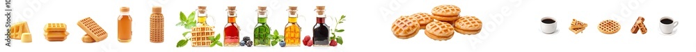 Poster waffle stack isolated on transparent background