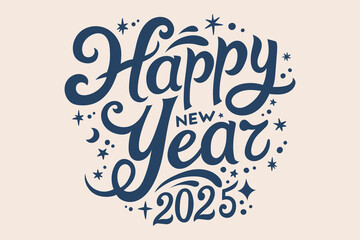Happy new year 2025 design. Pastel color background. Lettering design for poster, banner, greeting, 2025 celebration