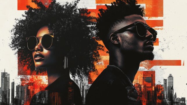 Urban style portraits with bold colors and cityscape backdrop