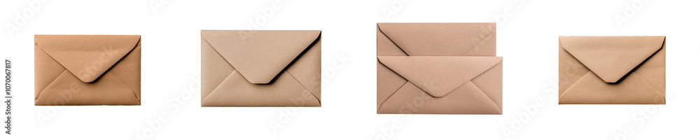 Poster A brown paper envelope with a visible inner fold and a natural texture. Isolated on a transparent background.