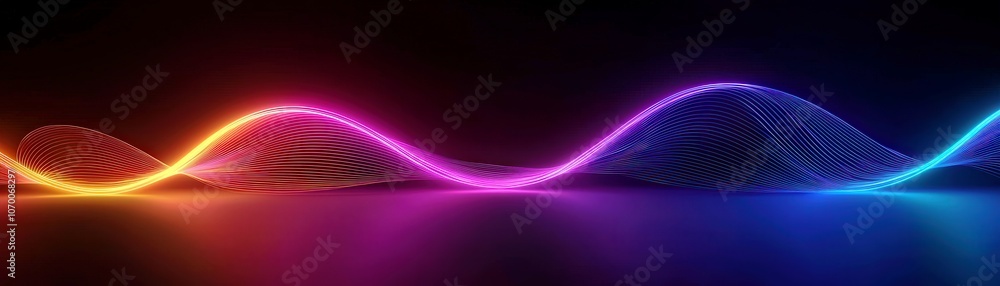 Poster vibrant 3d wave rendering in dark background