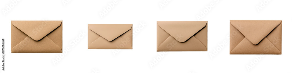 Poster envelope with flap open made from brown kraft paper, with an eco-friendly design. isolated on transp