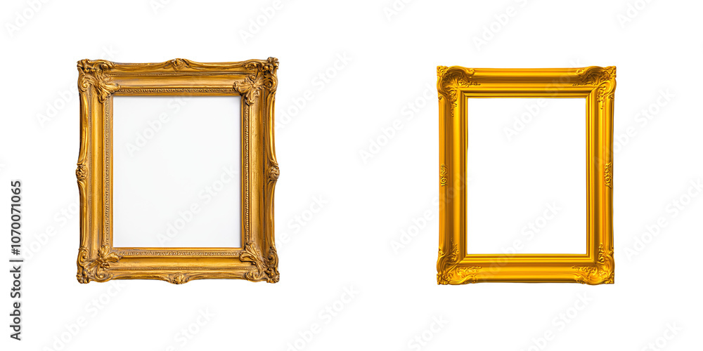 Aufkleber Frame is made out of a minimalist gold color and features a transparent background, making it ideal for displaying photos or art.