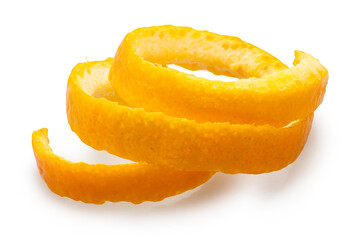 Sweet and aroma orange zest on white background. File contains clipping path.