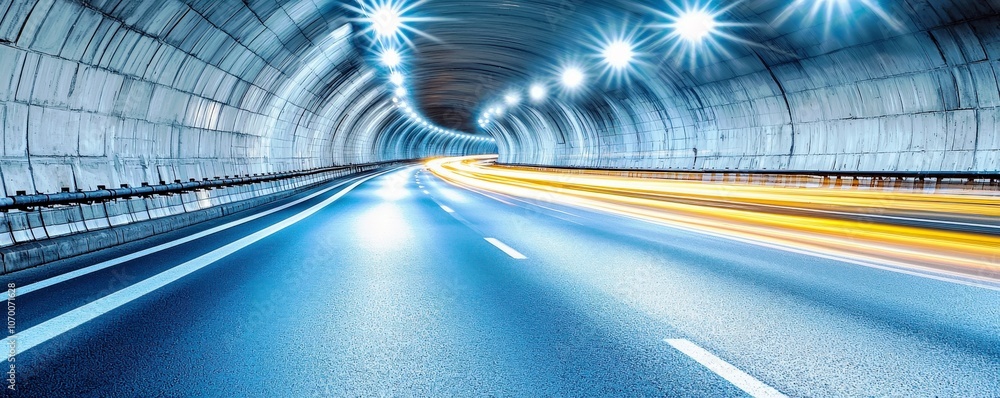 Poster mesmerizing tunnel with dynamic light trails