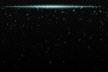 Blue sparkling light effect with subtle glowing particles on a dark background, ideal for sci-fi, cosmic, or night sky themes. The horizontal beam adds a dynamic futuristic feel.