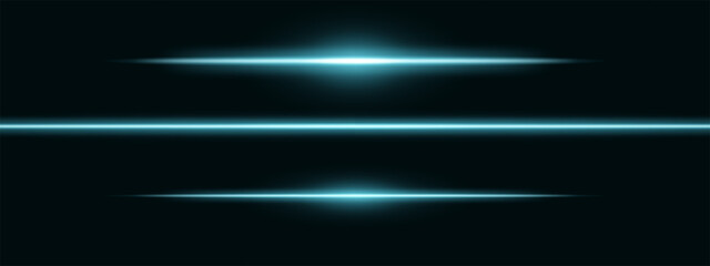 Blue light glare beam. A sharp horizontal beam reflection. Sci-fi designs, light transitions, or futuristic effects. Glowing light streaks and neon effects. Dynamic shine wallpaper background