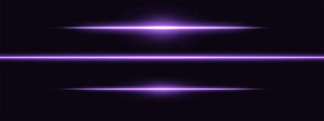 Purple light glare beam. A sharp horizontal beam reflection. Sci-fi designs, light transitions, or futuristic effects. Glowing light streaks and neon effects. Dynamic shine wallpaper background