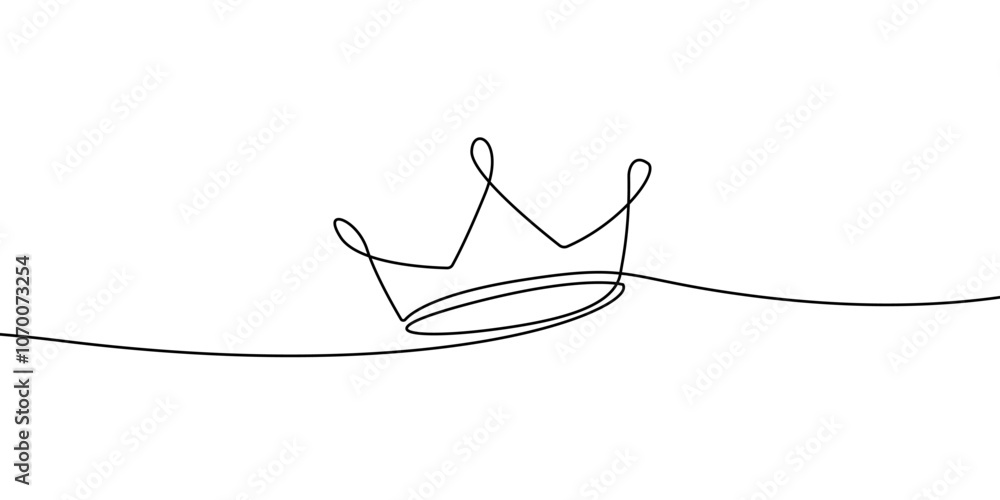 Poster continuous one line drawing on white background of crown. simple crown continuous line drawing. cont