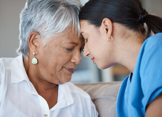 Love, caregiver or senior patient with support or healthcare consultation, empathy or compassion....