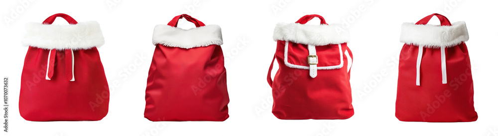 Poster an isolated red christmas sack is shown on a transparent background