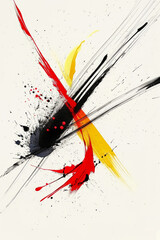 Minimalist Paint Strokes in Red, Yellow, and Black Creating Abstract Visual Art
