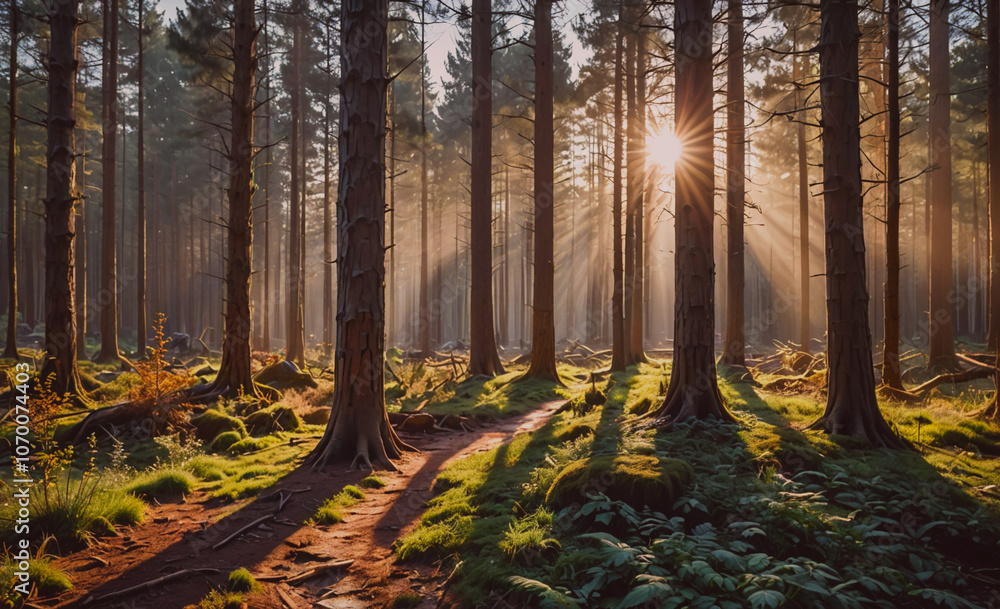 Poster Forest with a path in the middle
