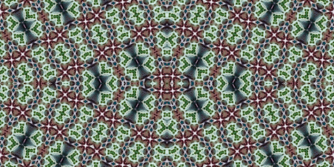 Seamless kaleidoscope pattern. The texture of the woven pattern. Endless pattern