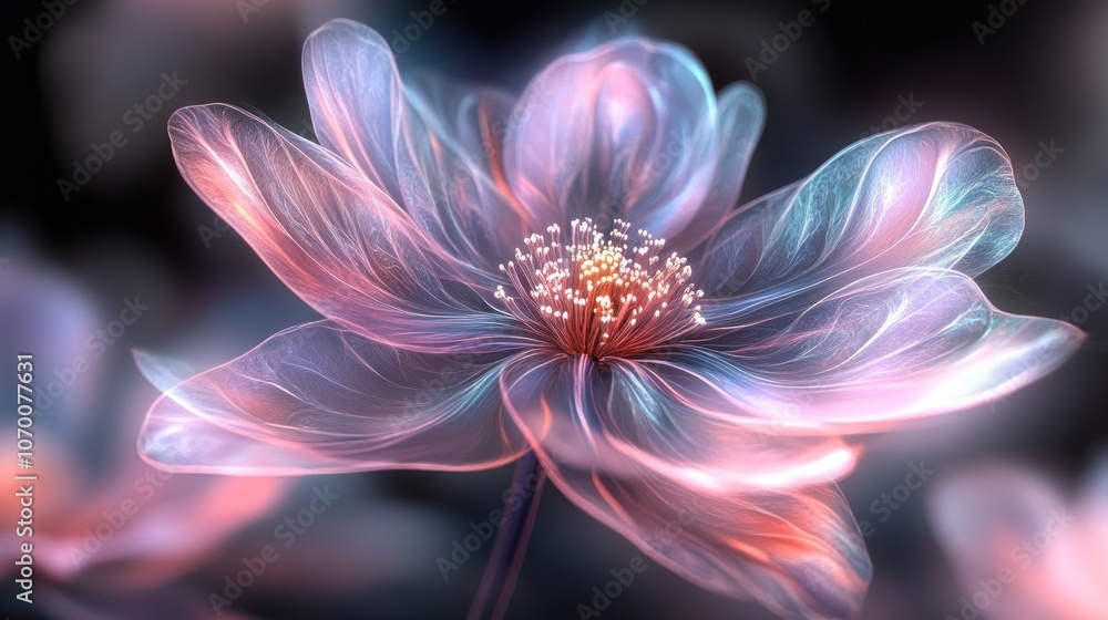 Poster digitally generated image of a flower delicate details and beautiful use of light and shadow create 