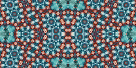 Seamless kaleidoscope pattern. The texture of the woven pattern. Endless pattern