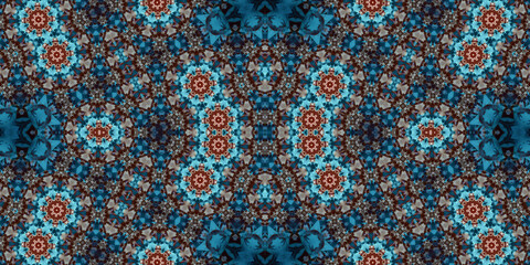 Seamless kaleidoscope pattern. The texture of the woven pattern. Endless pattern
