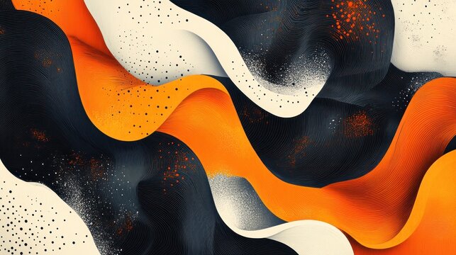 Irregular shapes and squiggly lines layered in an unconventional manner against a solid background convey the freedom of modern style.