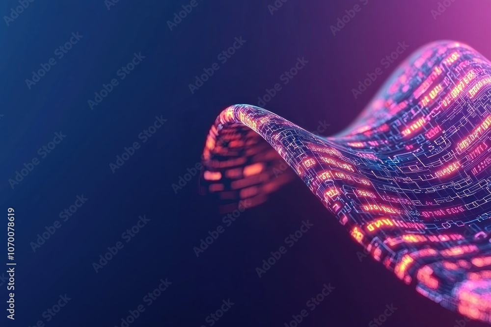Poster explore the future with a high-tech virtual background featuring dense digital hqscale designs