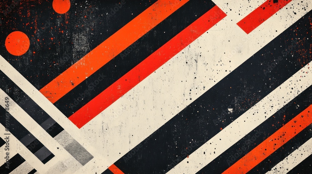 Poster overlapping parallel lines in a graphic pattern with contrasting colors create a sense of movement a