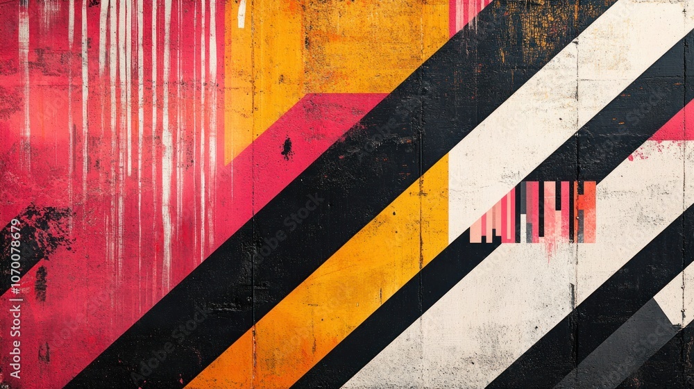 Poster overlapping parallel lines in a graphic pattern with contrasting colors create a sense of movement a