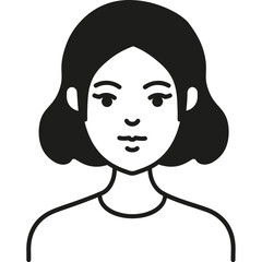 A Simple, Stylized Illustration of a Young Woman With Short Hair, Facing Forward Against a Plain Background