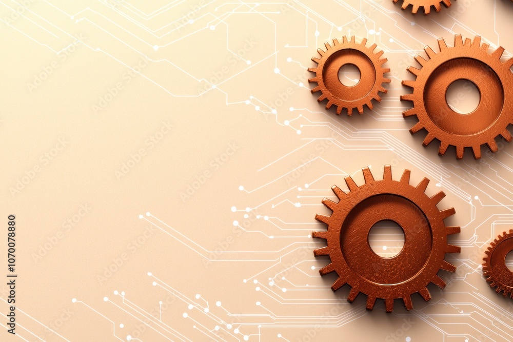 Poster create an engaging vintage network background illustration with gears and technology elements