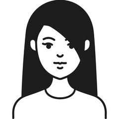 A Simple Black and White Illustration of a Young Woman With Long Hair, Standing Against a Plain Background in a Casual Pose