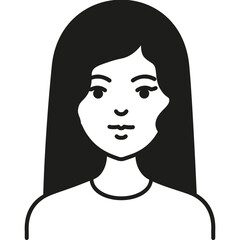 A Simple Black and White Illustration of a Young Girl With Long Hair, Wearing a T-Shirt and Posing Against a Plain Background