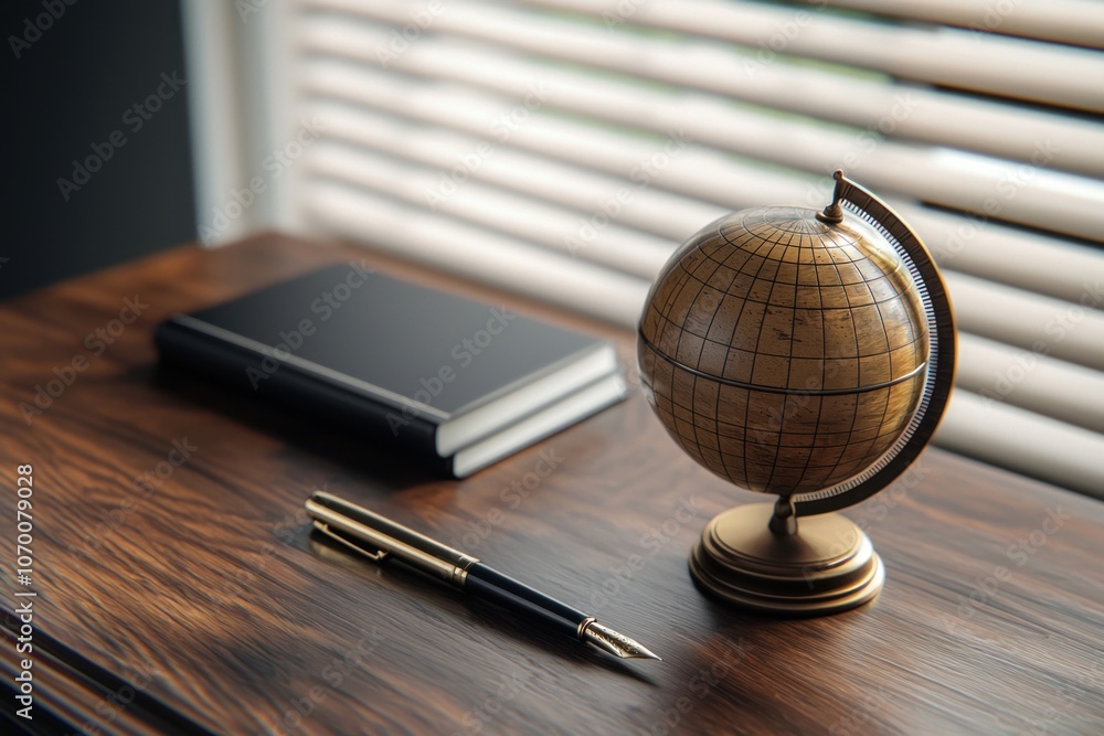 Poster create an inviting atmosphere with a meticulously crafted business desk scene featuring high-quality