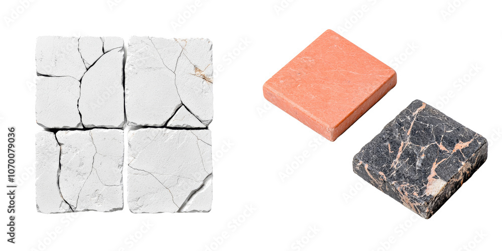 Poster isolated on transparent background, this natural stone pattern boasts intricate gray veins across it