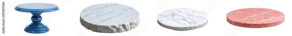 Poster round white marble slab with grey veins and smooth textures. ideal for decorative furniture or archi