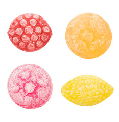 Colorful Jelly Gummy bears isolated on white background