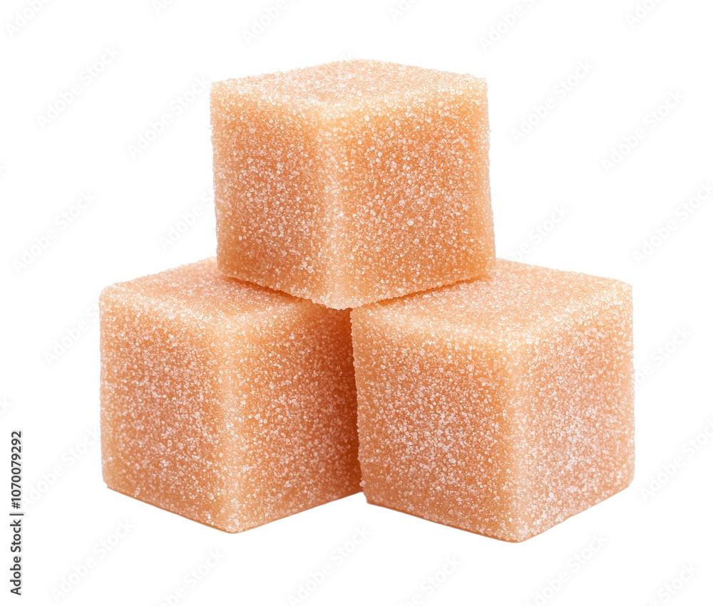 Poster a transparent background with three caramel cubes