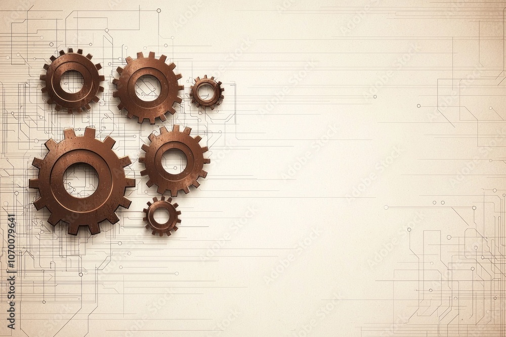 Poster explore the vintage network background showcasing intricate high-quality with unique gears and techn